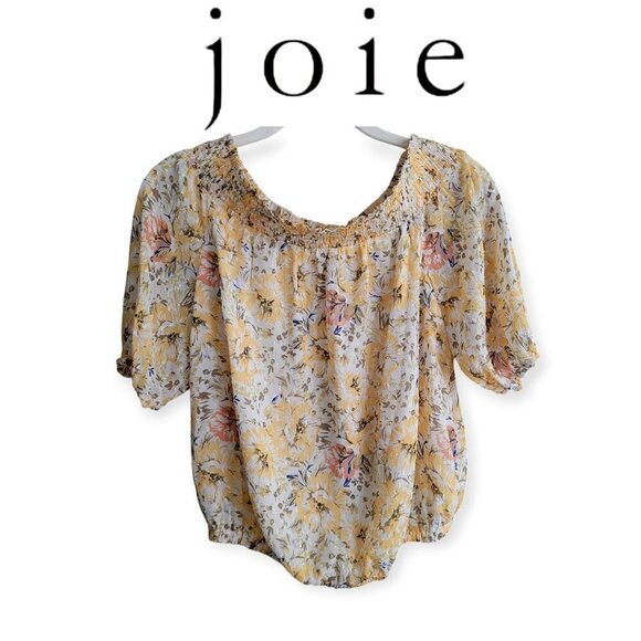 Joie NWT Floral Off-Shoulder Yellow Blouse Size Small - Picture 1 of 9